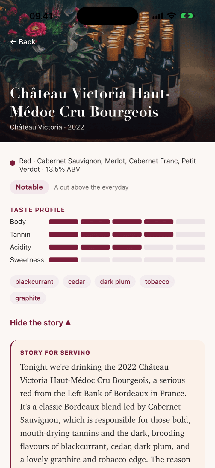 Winelingo label scan result